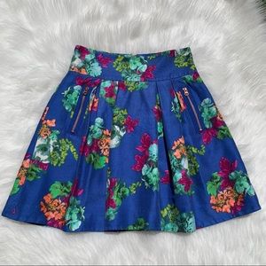 Maeve Anthropologie Blue Floral Skirt Size 0